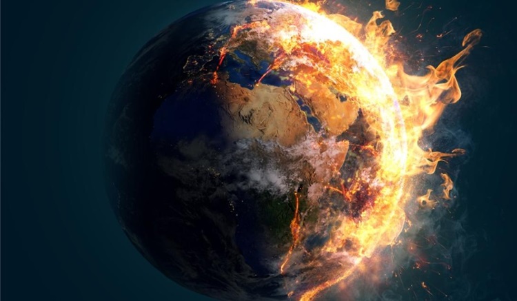 Planeta Terra em chamas