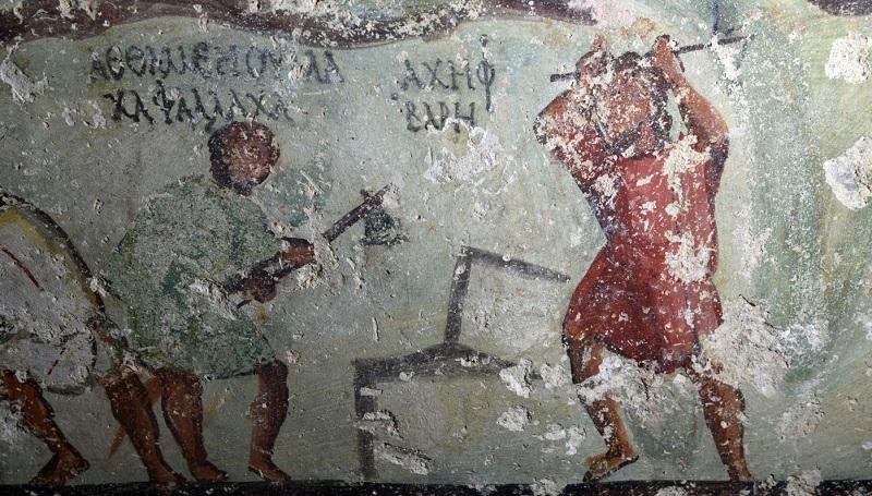 Arqueólogos descobrem “história em quadrinhos” de dois mil anos em tumba-0
