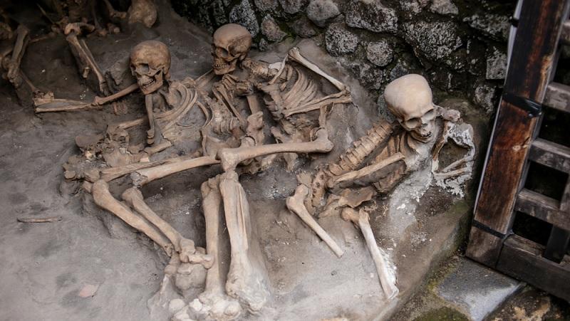Cinco esqueletos de vítimas do Vesúvio são encontrados intactos-0