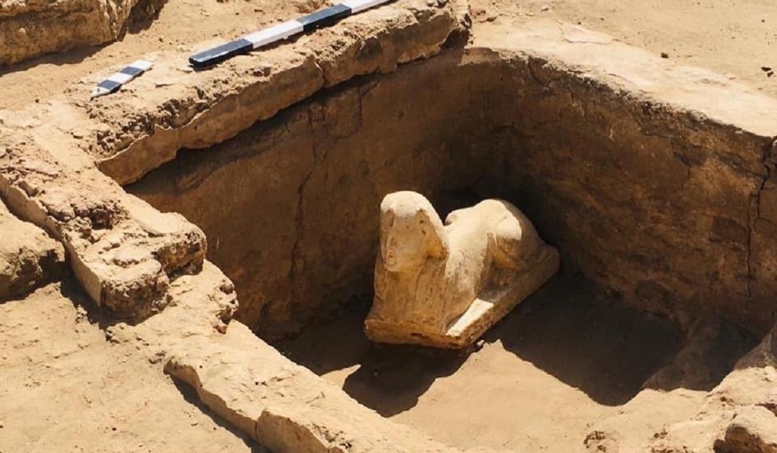 Esfinge que teria o rosto de imperador romano é encontrada no Egito-0